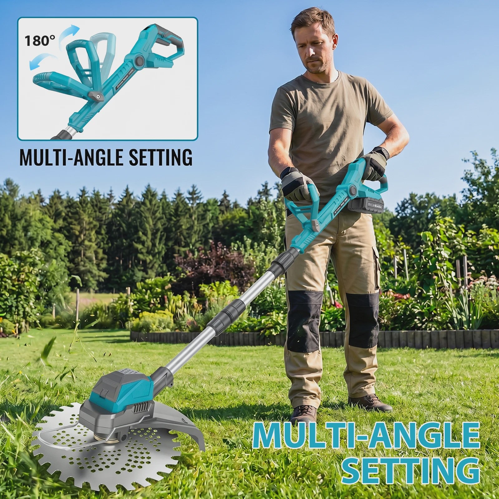 Draadloze Grasmaaier & Trimmer 9-Inch 300W - Telescopisch & Borstelloos