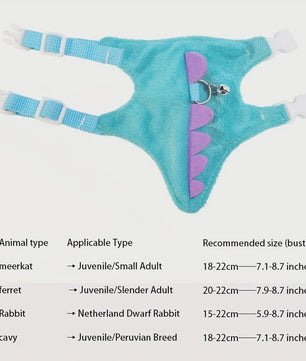 Schattig Dinosaurus Harnas met Riem en Bel voor Fretten, Muizen en Kleine Huisdieren