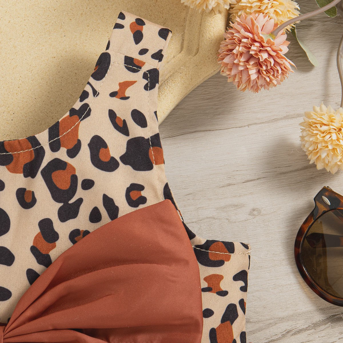 Zomerjurk Baby Meisje Luipaardprint met Strik en Mutsje - Katoen