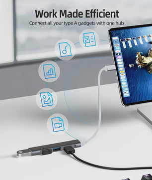USB C Hub 3.0 & 2.0 Poorten, Type-C Docking Station met 5Gbps Snelheid & OTG Adapter
