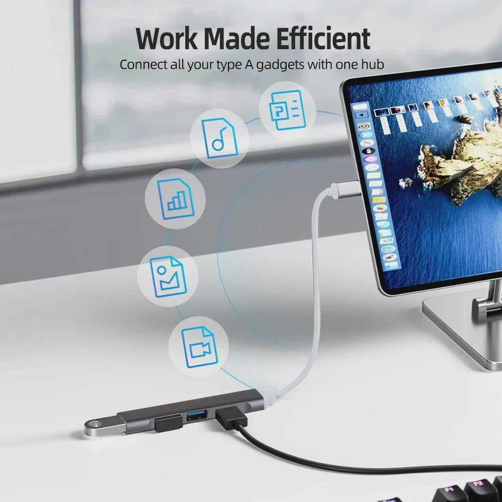 USB C Hub 3.0 & 2.0 Poorten, Type-C Docking Station met 5Gbps Snelheid & OTG Adapter