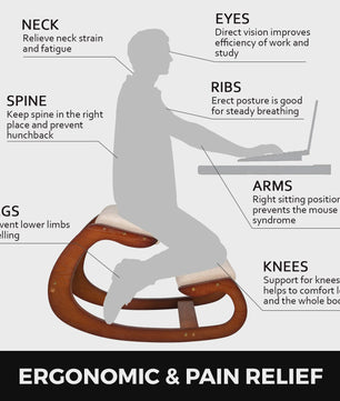 Ergonomische Houten Kniezetel met Schommelmechanisme - Bureau Stoel voor Correcte Houding