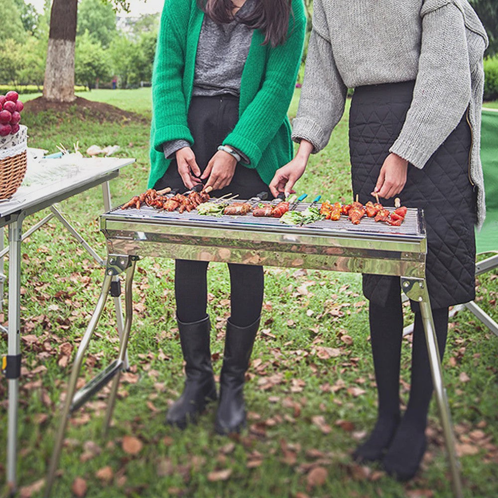 Opvouwbare RVS Houtskool BBQ Grill - Draagbaar en Ideaal voor Buitenfeesten