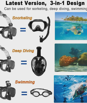 Professioneel Snorkelmasker Volledig Gelaat - Anti-Fog & Ademend - Voor Kinderen en Volwassenen