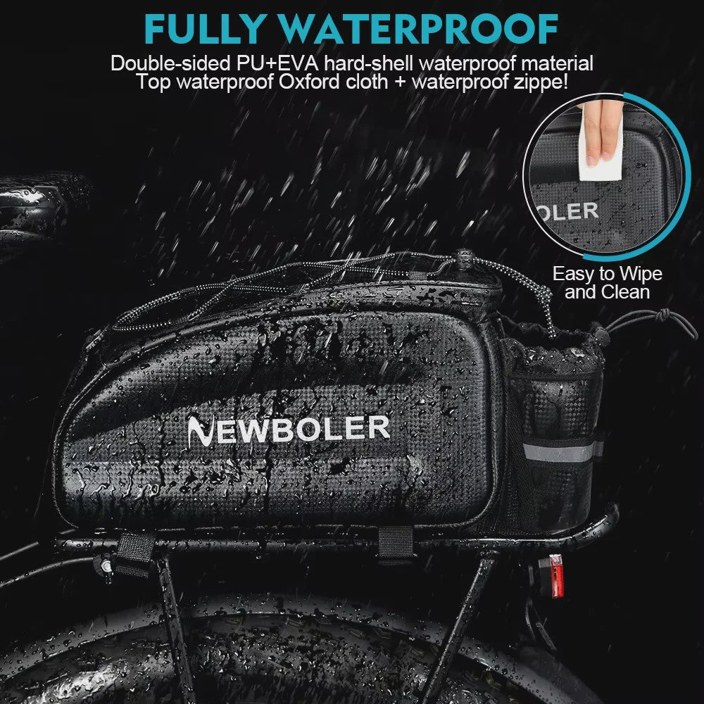 NEWBOLER Fietstas Grote Capaciteit Waterdicht Hard Shell Achterdrager Tas voor MTB & E-Bike