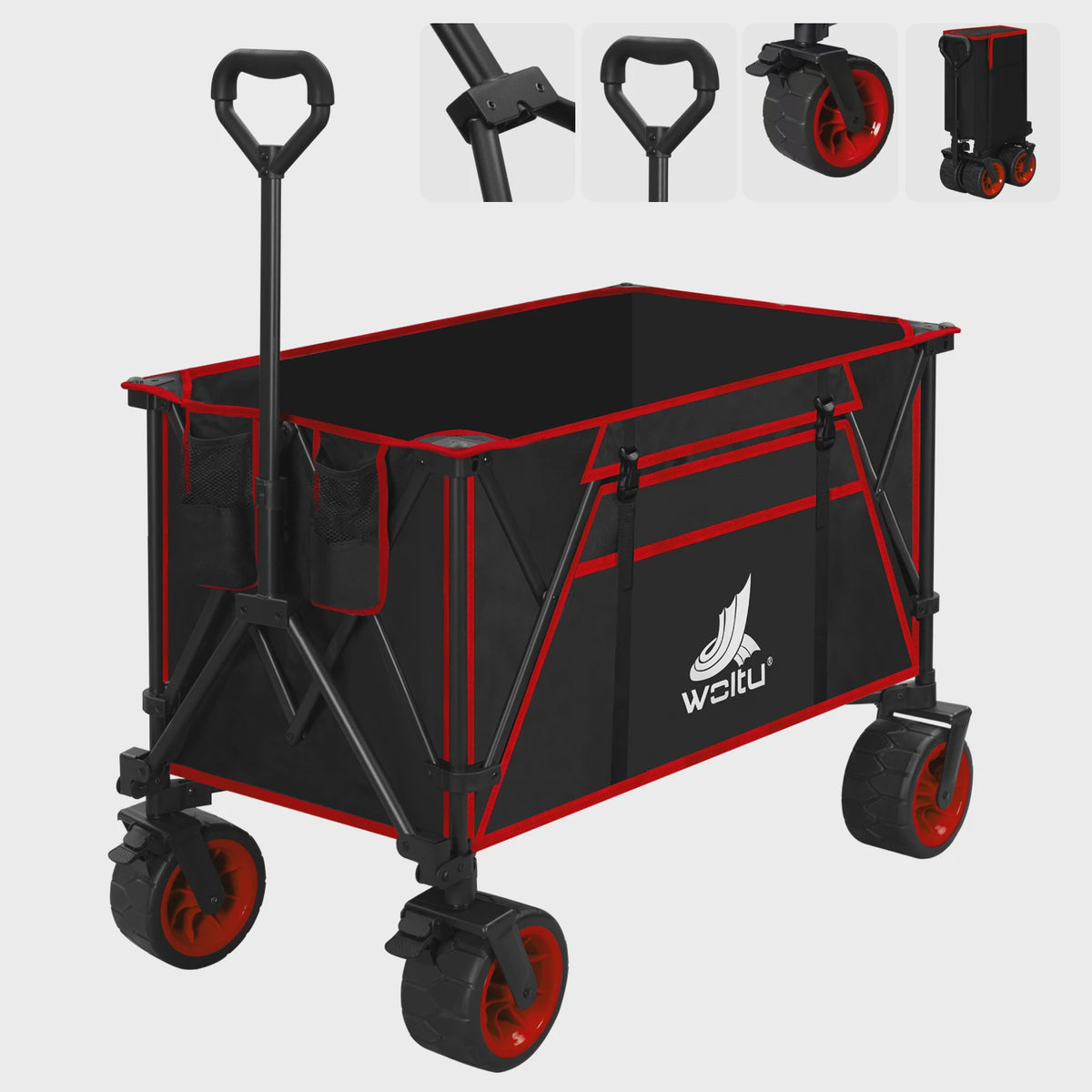 WOLTU Vouwbare Transportkar met Remmen - 240L Camping Kar voor Tuin, Strand & Boodschappen