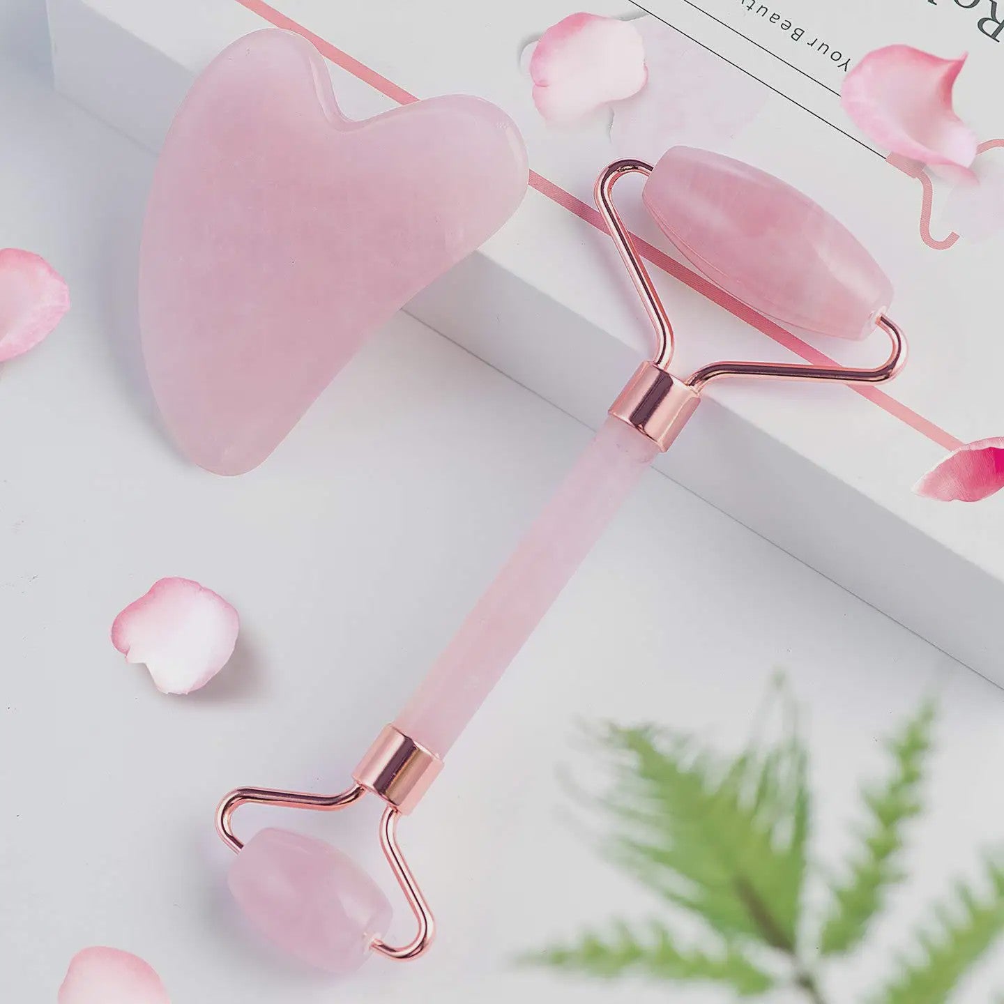 Natuurlijke Jade Roller & Gua Sha Steen Set - Gezichts-, Lichaams- en Nekmassage