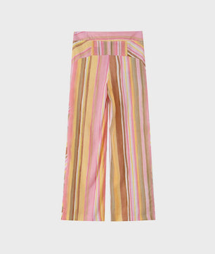 Dames Wide Leg Pantalon met Kleurrijke Strepen - Casual & Modieus