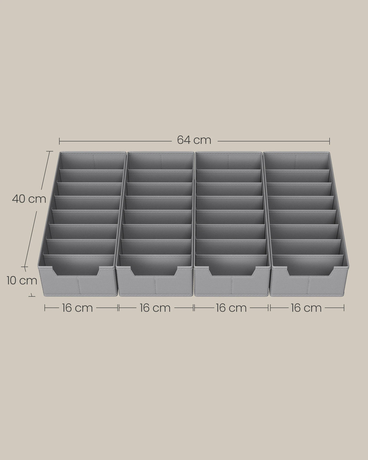 Songmics 4-delige Opvouwbare Lade-Organizers Set - Ideaal voor Kleding en Accessoires