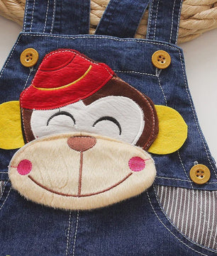 Schattige Denim Tuinbroek Shorts met Cartoon Print voor Kinderen (1-3 Jaar)