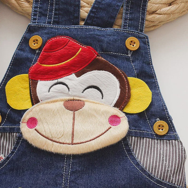 Schattige Denim Tuinbroek Shorts met Cartoon Print voor Kinderen (1-3 Jaar)