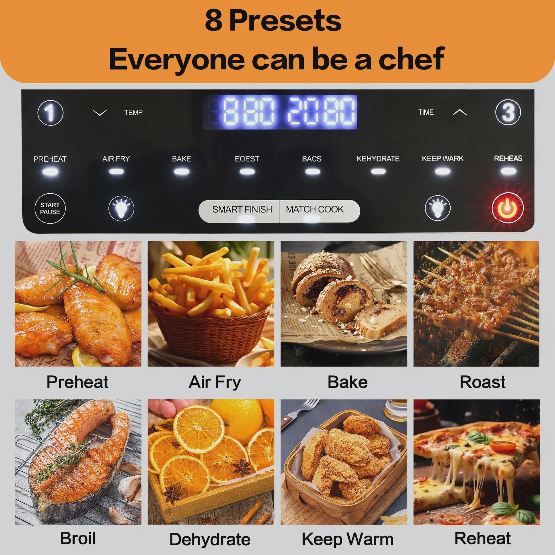 XXL Airfryer 12L met Dubbele Kamer, Touchscreen & 8 Programma's