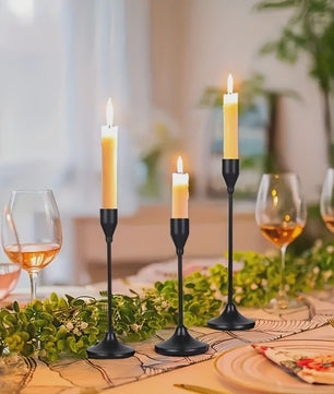 Set Zwarte Kandelaars met Ronde Voet - Scandinavisch Minimalistisch Design
