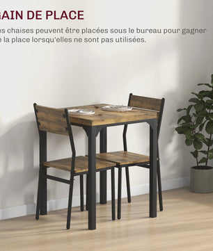 Compacte Eettafel Set met 2 Stoelen - 3-delig Keukenmeubel