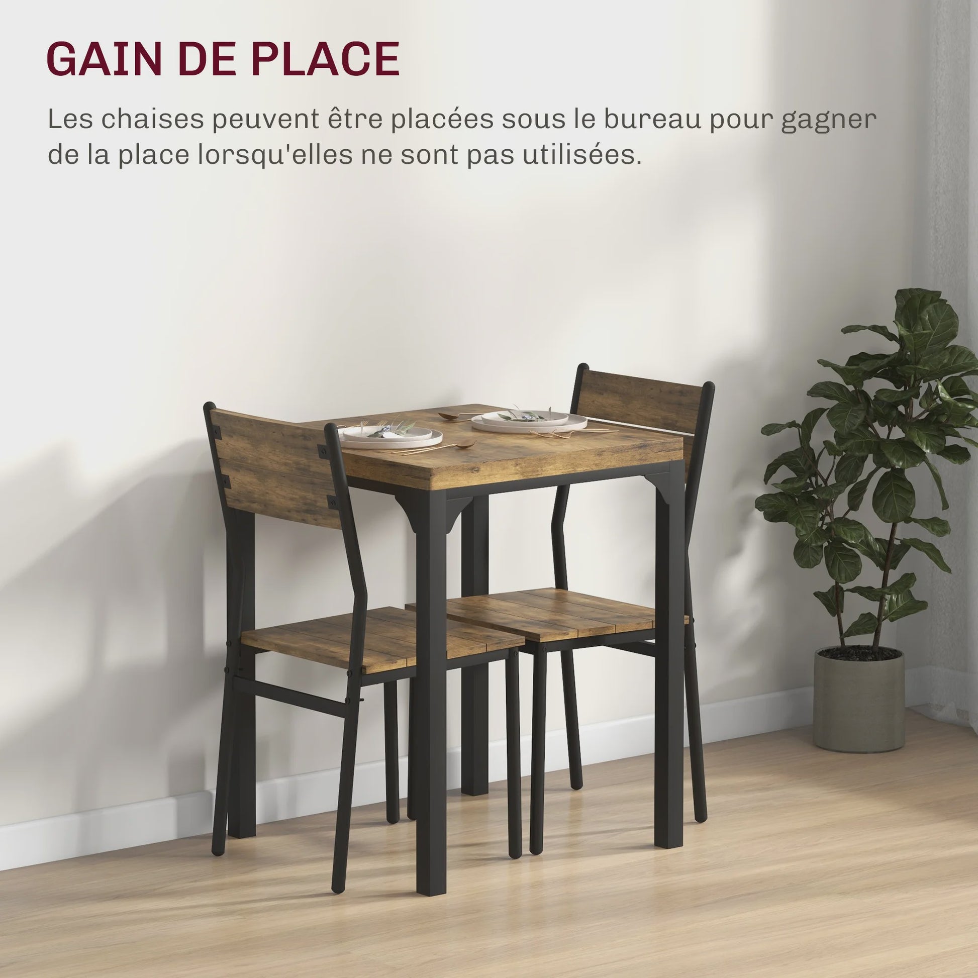 Compacte Eettafel Set met 2 Stoelen - 3-delig Keukenmeubel