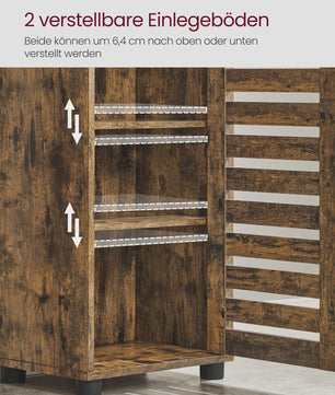 Hoge Badkamerkast met 3 Open Vakken en 2 Verstelbare Planken - Rustiek Houtdesign