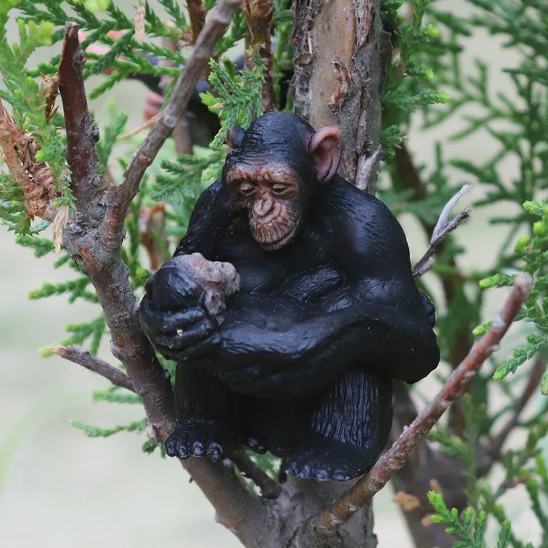 Oenux Wild Animal Speelfiguren: Aap, Chimpansee, Orang-oetan & Gibbon (PVC)