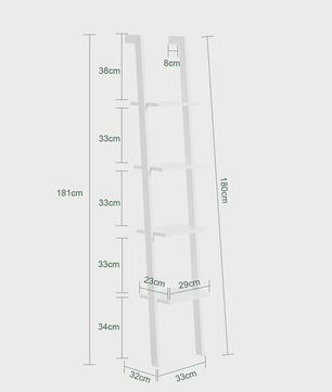 SoBuy FRG15-W Ladder Boekenkast Wit - 4 Planken, Vrijstaand, 33cm Breed