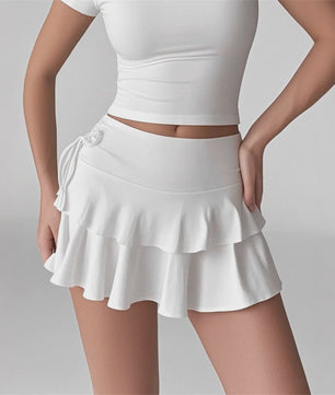 Zomerse Dames Rok: Hoge Taille, Slim Fit met Elastische Band en Ruffle Details