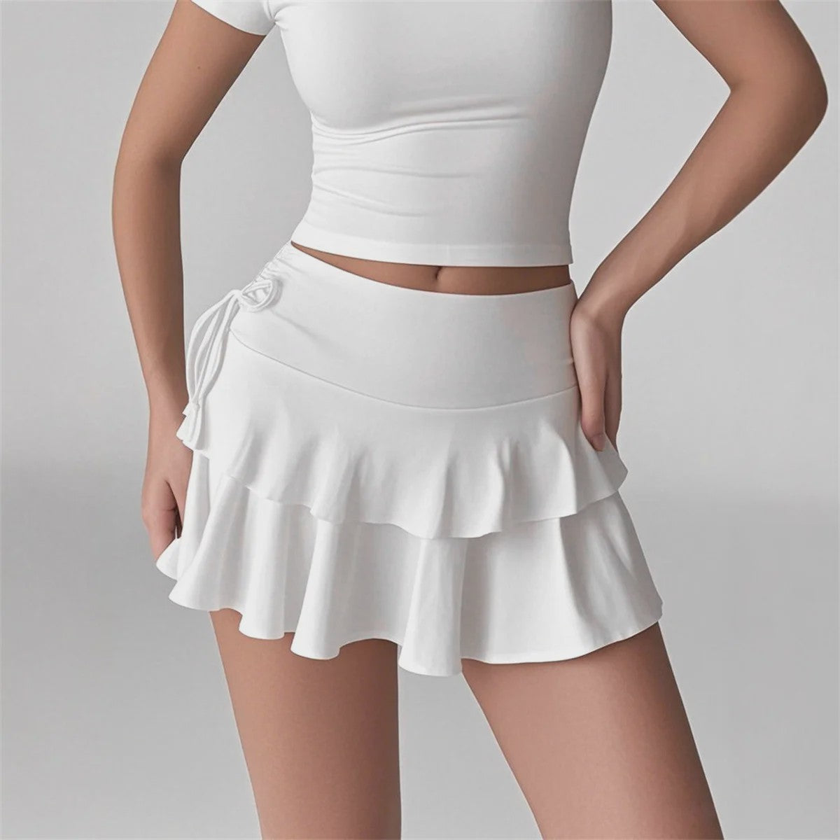 Zomerse Dames Rok: Hoge Taille, Slim Fit met Elastische Band en Ruffle Details