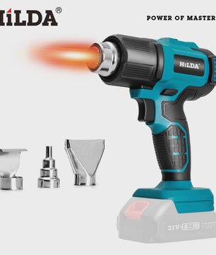 HILDA 21V Draadloze Hete Lucht Föhn - Oplaadbaar, Compatibel met Makita Batterij, Inclusief Mondstukken