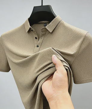 Heren Poloshirt met Wafelstructuur - Korte Mouw, Zachte & Ademende Stof