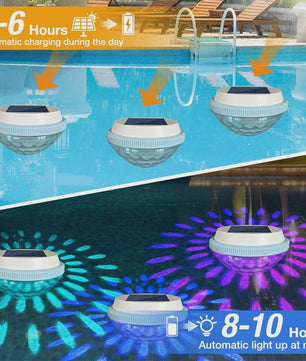 1-2Pack Solar Floating Pool Lighting, RGB Colour Changing Waterproof Pond Lights for Decoration of Swimming Pools, Yard Roads