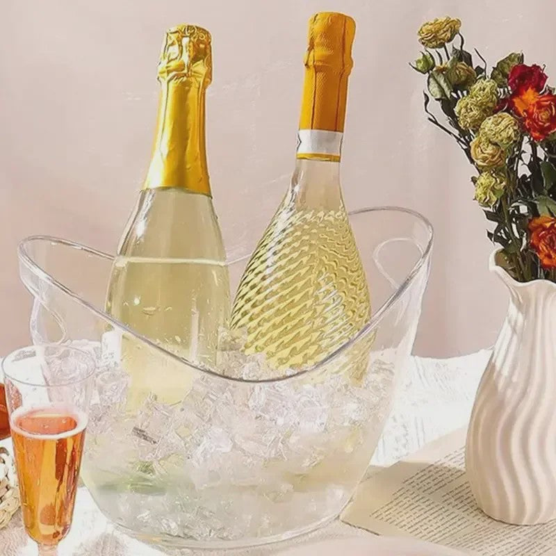 Grote Transparante IJsemmer met Handvat - Perfect voor Wijn, Champagne & Bier