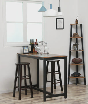 VASAGLE Bartafel met Metalen Frame - Stijlvol Vintage Houtlook - Eenvoudige Montage