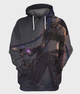 Arcane League of Legends 3D Hoodie - Jinx & Vi Anime Stijl
