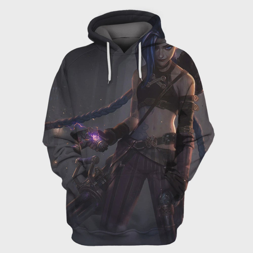 Arcane League of Legends 3D Hoodie - Jinx & Vi Anime Stijl
