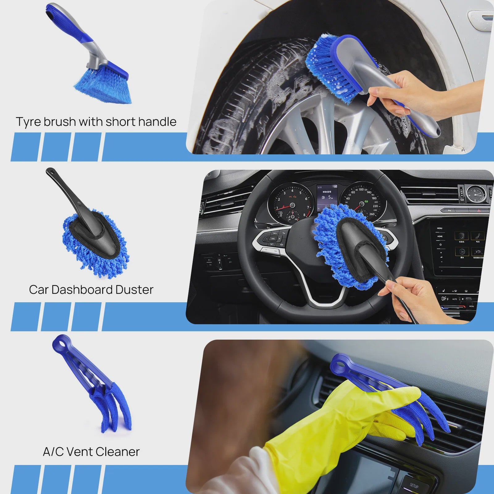 29-delige Auto Poets- en Detailset: Borstels, Sponges & Doeken voor Interieur & Exterieur