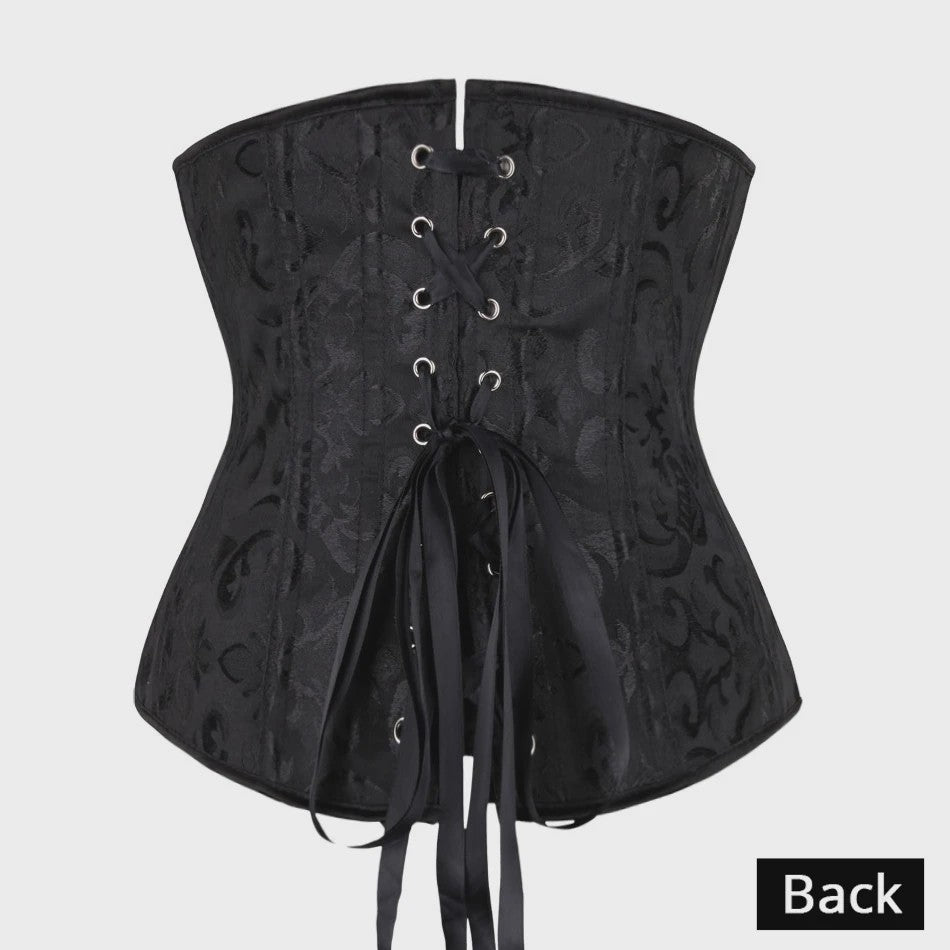 Bloemenprint Underbust Corset met Push-Up Effect - Sexy Gothic Stijl