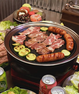 Ronde Grillplaat 29.5cm - Non-stick Aluminium voor Korean BBQ, Camping & Inductie