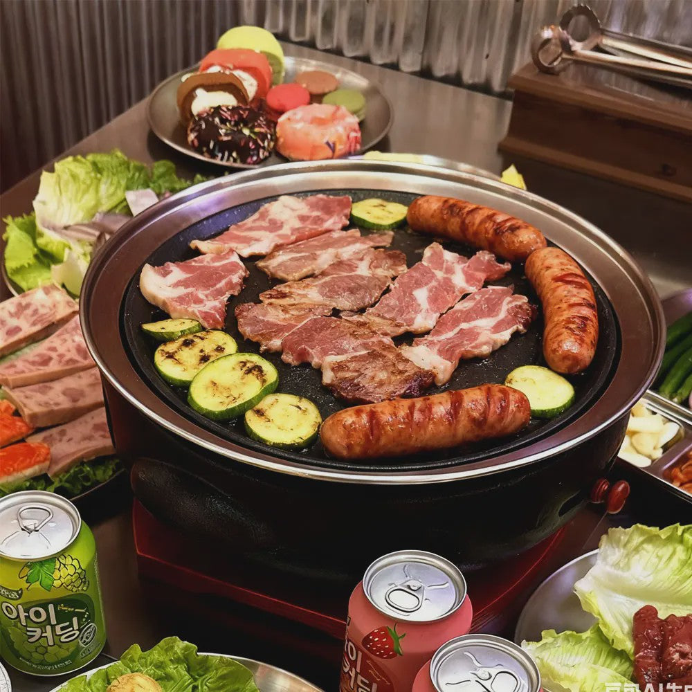 Ronde Grillplaat 29.5cm - Non-stick Aluminium voor Korean BBQ, Camping & Inductie