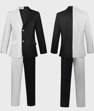Two-Face Cosplay Kostuum: Zwart-Wit Pak voor Heren - Halloween & Feest