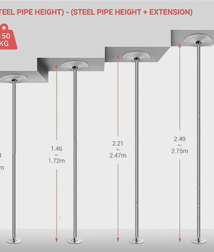 Professionele 45mm Danspaal - Verwijderbaar & In Hoogte Verstelbaar (2.35-2.74m) voor Thuis Fitness