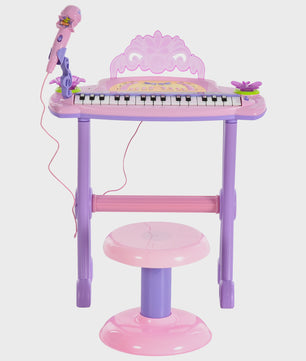 Homcom Children's Electronic Keyboard 32 Keys Microphone Light Sound Mp3 Karaoke