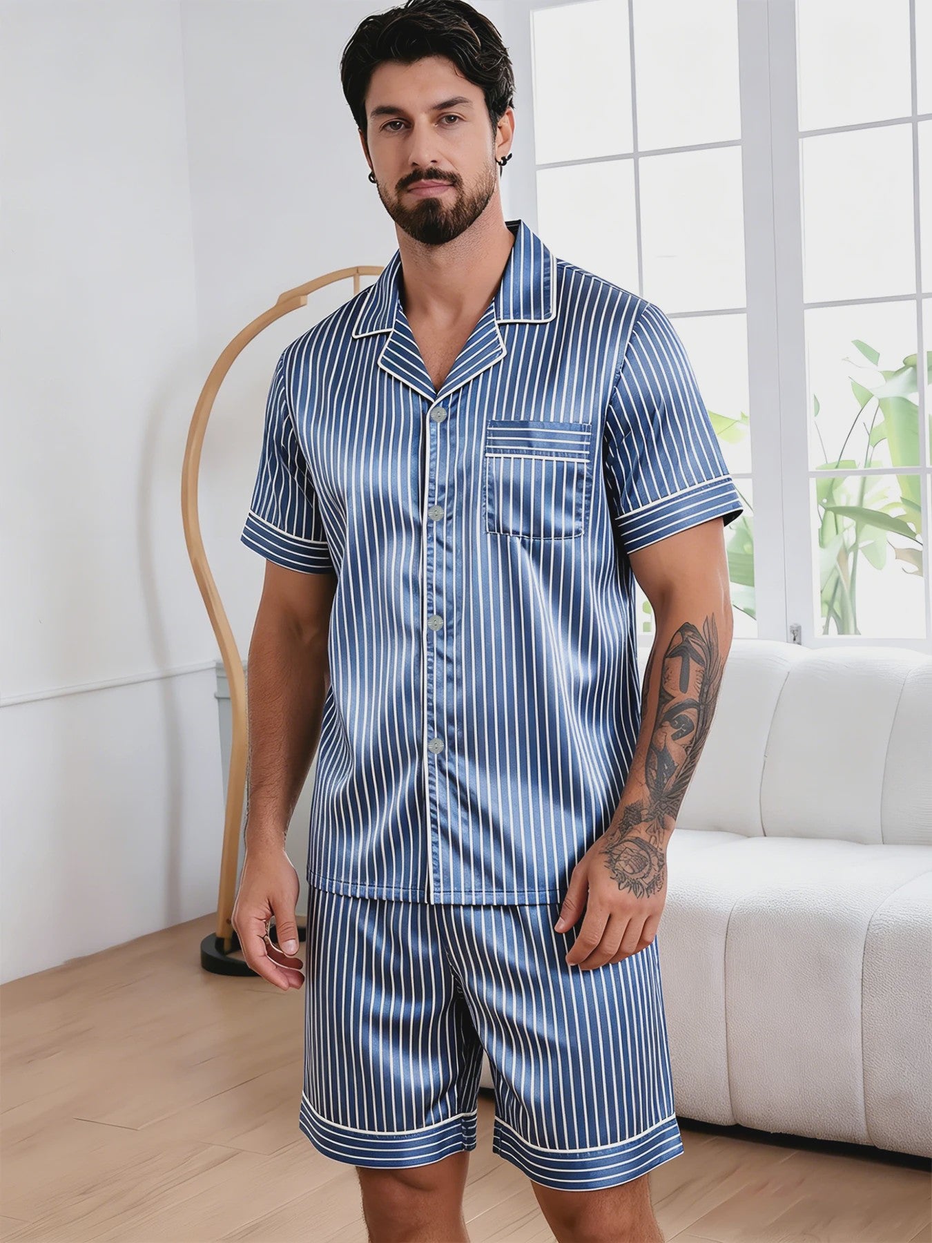Heren Zomer Pyjama Set Korte Mouw - Zacht & Comfortabel Nachtkleding en Loungewear