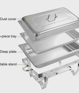 RVS Bain-Marie Set 8QT - Buffet Warmer voor Feesten, Catering & Bruiloften (2/4/6 Stuks)