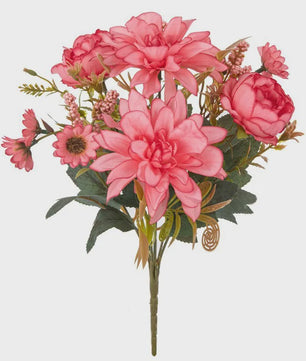 Kunstboeket Dahlia Rozen Madeliefjes - Zijde Bloemen voor Feestelijke Decoratie