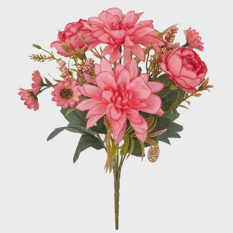 Kunstboeket Dahlia Rozen Madeliefjes - Zijde Bloemen voor Feestelijke Decoratie