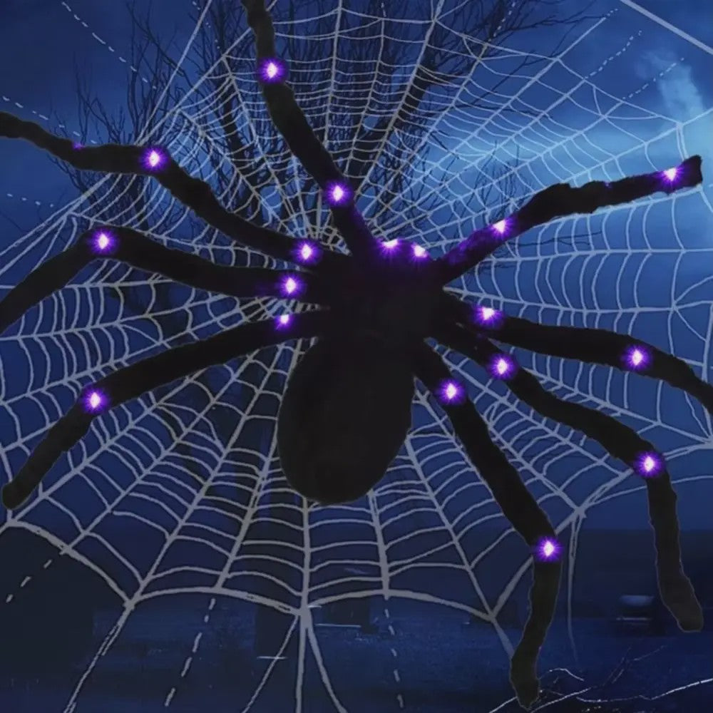 Grote Halloween Spider Web Verlichting met 250 LED's en Gigantische Spin - 5 Meter
