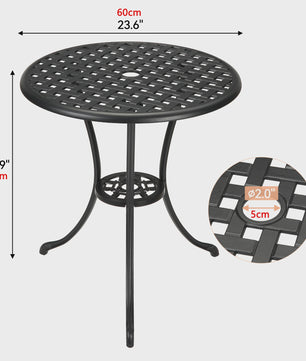 60cm Gietijzeren Bistro Tafel met Paragolhouder - Perfect voor Tuin, Terras & Balkon