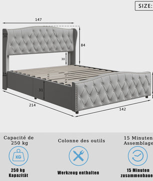 Stijlvol Hydraulisch Bed met Opbergruimte - Modern Design