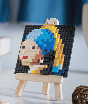 Pixel Art Bouwstenen: Iconische Schilderijen met Houten Ezel - Educatief Speelgoed & Decoratie