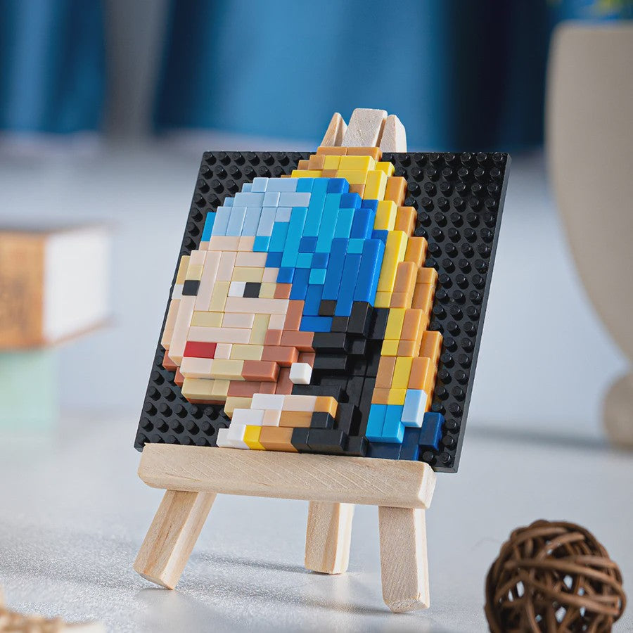 Pixel Art Bouwstenen: Iconische Schilderijen met Houten Ezel - Educatief Speelgoed & Decoratie