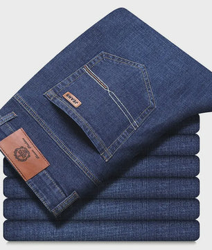 Heren Jeans | Zachte Denim Broek | Klassieke Pasvorm | Zwart & Blauw
