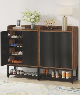 Stijlvolle Houten Schoenenkast met Deuren - 5 Niveaus - Entree & Hal Organizer