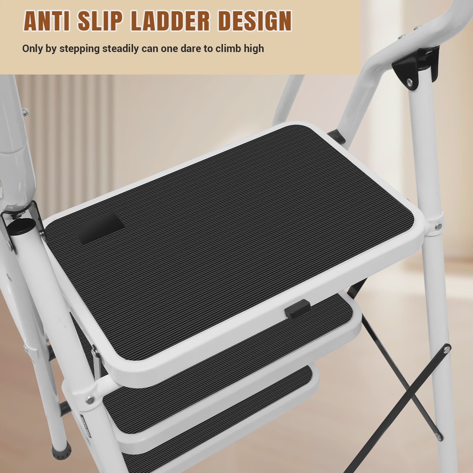 Opvouwbare ijzeren trap met handgrepen en antislip treden - Veilig en compact